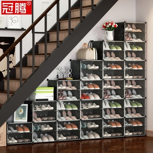 楼梯鞋柜底下斜角阶梯式家用大容量收纳储物柜梯形简易鞋架置物架