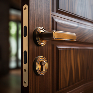 新中式黄古铜门锁室内卧室复古门把手美式静音磁吸分体房门锁木门