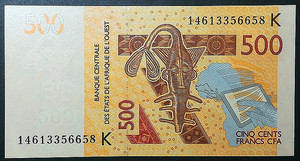 特价 全新西非（塞内加尔）2012年500法郎纸币 K冠UNC P-719ka
