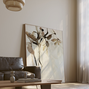 北欧原木风客厅装饰画现代简约沙发背景墙壁挂画大气巨幅落地画花
