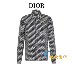 Dior/迪奥 23FW新款老花满印字母logo长袖翻领衬衫男衬衣外套女