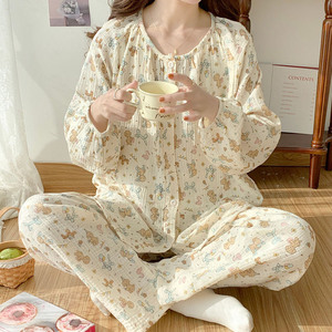 月子服全棉哺乳睡衣纯棉孕妇产后夏季薄款5月份家居服网红浦乳6月