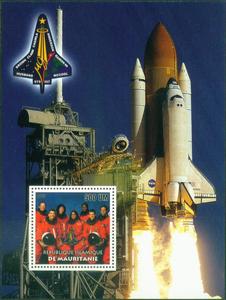 毛里塔尼亚 2003 航天飞机哥伦比亚号STS107失事-宇航员邮票 国旗