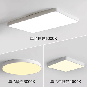 简约全白LED长方形圆形中性光暖光客厅卧室厂家直销出租房吸顶灯