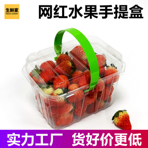 手提盒水果2斤装草莓盒透明塑料盒一次性水果盒打包盒网红包装盒