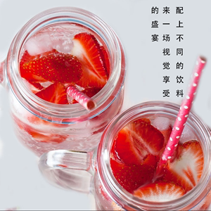 韩国可爱吸管透明玻璃梅森水瓶 创意带盖冷饮奶茶果汁公鸡水杯子