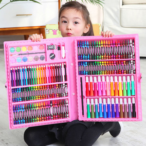 小学生水彩笔儿童画笔礼盒美术绘画水粉油画棒蜡笔彩铅绘画150件