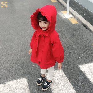 女童时髦外套2024新款秋装公主韩系网红宝宝洋气加绒风衣童装衣服