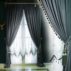 客厅欧式窗帘灰色丝绒卧室遮光定制简约现代成品奢华别墅高档豪华