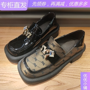 MIO/米奥 2023秋季新款女鞋漆皮低跟学院风乐福鞋单鞋M234527334