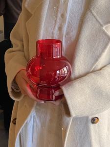 轻奢简约艺术玻璃红色花瓶新年节日婚礼装饰品家居软装桌面摆件