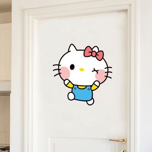 卡通可爱门贴纸儿童房间卧室墙面衣柜子装饰KT猫贴画遮丑补洞防水