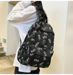 法国MK&ins双肩包女韩版小清新大学生字母笑脸书包中学生旅行背包