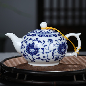陶瓷茶壶单壶青花瓷功夫茶具白瓷泡茶壶水壶家用小号茶具带过滤