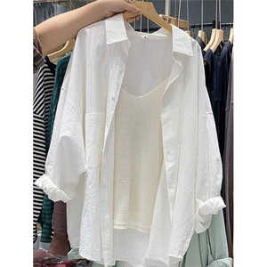 白色衬衫外套女夏季2024新款大码高级感长袖上衣法式胖mm开衫衬衣