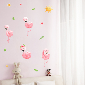 简约北欧火烈鸟客厅卧室背景墙贴画房间装饰创意可爱温馨动物贴纸