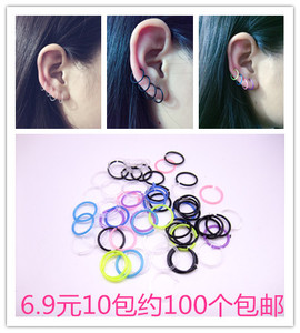 日韩国防过敏塑料黑色耳圈女男学生简约隐形无痛无耳洞耳夹小耳环