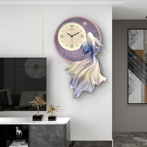 钟表挂钟客厅沙发背景墙装饰画创意大气时钟壁饰挂表餐厅挂画带灯
