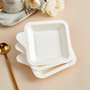 一次性方形纸盘蛋糕餐盘 蛋糕碟纸 试吃盘 纸浆盘 甘蔗浆蛋糕盘子