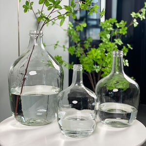 北欧简约大肚花瓶透明玻璃大花器吊钟马醉木插花水培落地餐桌台面