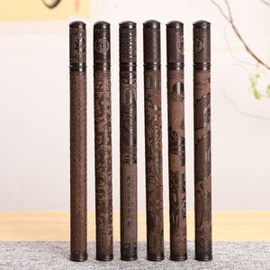 创意黑檀木香筒浮雕香管拔口款沉香线香筒家用木质存储檀香装香的