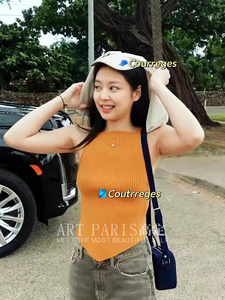 遮副乳版 秒便宜货~虞书欣jennie同款针织法式甜辣风上衣吊带背心