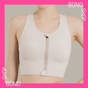BONO SHOP 大码运动防震健身跑步瑜伽一片式前拉链肩带可调节文胸