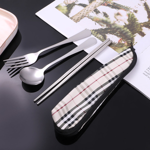 帆布袋礼品不锈钢餐具学生上班旅行便携式赠品筷子勺子叉子套装