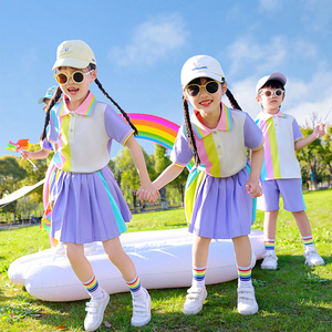 小学生校服夏季班服儿童毕业运动会幼儿园园服夏装彩虹六一表演出