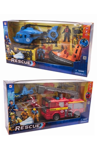 集多美 消防车直升机救援队员组合模型场景 消防车可发声发光玩具