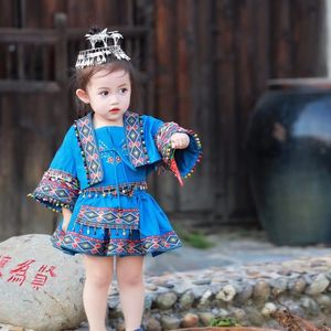儿童少数民族服装女苗族服饰女童洛丽塔公主裙哈尼服演出服衣服