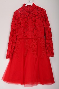 朵以专柜2020冬季气质公主礼服裙红色敬酒服复古连衣裙33DD829010
