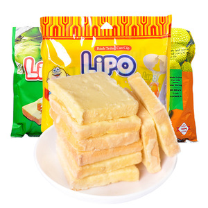 Lipo原味面包片越南进口300g休闲零食榴莲味餐食品茶点心面包干