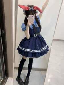 万圣节服装可爱萌系cosplay朱迪警官兔子装漫展情侣装女仆连衣裙