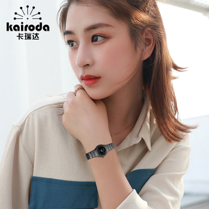 卡瑞达正品黑白色韩版陶瓷手表女少女防水小巧精致表复古情侣腕表