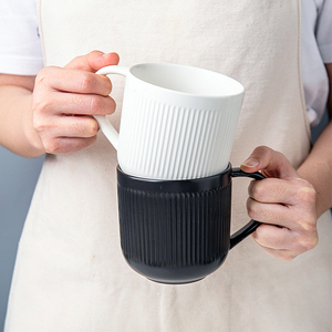 亿嘉杯子陶瓷马克杯咖啡杯家用大容量情侣办公室水杯男女牛奶杯
