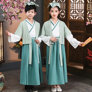 儿童汉服男童国学服小学生古装书童女三字经幼儿园中国风演出服装