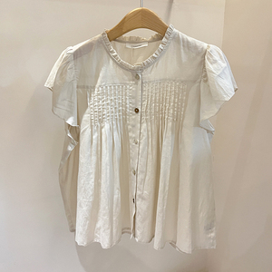 卡蔓诗2209法式甜美飞飞袖短袖T恤衬衫女夏季新款短款小个子小衫