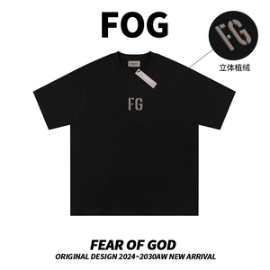 FEAR OF GOD FOG第七季植绒T恤男女字母宽松纯棉短袖复线ESSENTIA