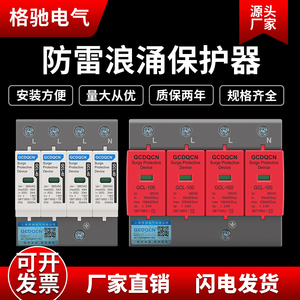 浪涌保护器单相40KA光伏2P家用60KA电源防雷器三相4P避雷电涌模块