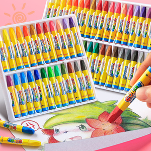 得力油画棒36色48色儿童安全无毒宝宝蜡笔幼儿画笔彩笔腊笔套装12色24色幼儿园油画笔彩绘棒可水洗涂鸦画画笔