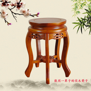 中式实木圆凳子家用餐凳榆木太子凳坐墩雕花圆板凳琴凳换鞋凳