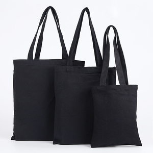 黑色帆布袋空白学习袋可DIY手绘大容量拉链款布兜简约环保单肩包