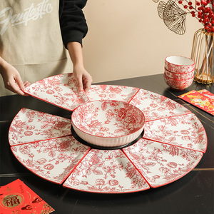 过年团圆饭拼盘餐具组合套装家用陶瓷盘子菜盘2023新款年夜饭家庭