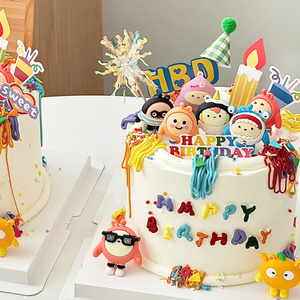 蛋仔派对主题生日蛋糕装饰摆件儿童男孩可爱卡通手办公仔烘焙插件