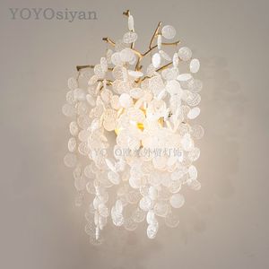 YOYO 奢华纯铜树枝玻璃圆片壁灯 客厅餐厅卧室床头玄关卫生间壁灯