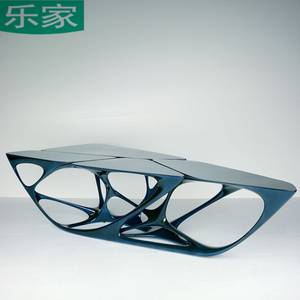 北欧创意玻璃钢扎哈镂空茶几异形树根茶桌现代高端三角设计洽谈桌