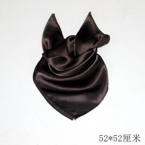 低调经典棕巧克力咖啡纯素色小中方巾52/65cm丝领巾围巾头包腕饰