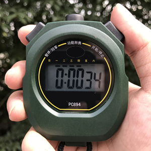 正品天福PC894秒表单排2道运动田径跑步专业裁判 军绿色计时器