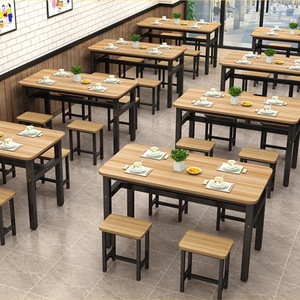 饭店餐桌椅组合家用食堂面馆餐桌椅子商用快餐桌椅凳子长方形桌子